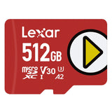 Lexar PLAY microSDXC UHS-I Class 10, U3, V30, and A2 Card, 512 GB