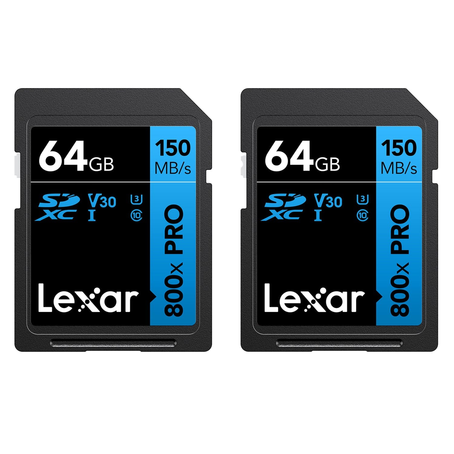Lexar High-Performance 800x PRO SDHC/SDXC UHS-I Card BLUE Series, 2 Count, 64 GB