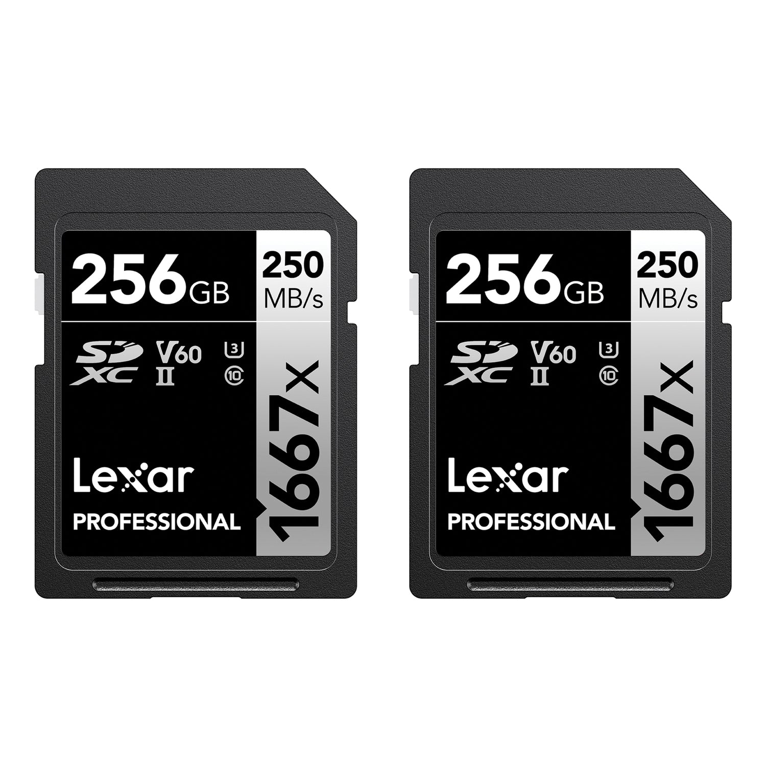 Lexar Professional SILVER Series 1667x SDXC UHS-II Card, 2 Pack, 256 GB