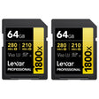 Lexar Professional GOLD Series 1800x SDXC UHS-II Card, 64 GB, 2 Pack