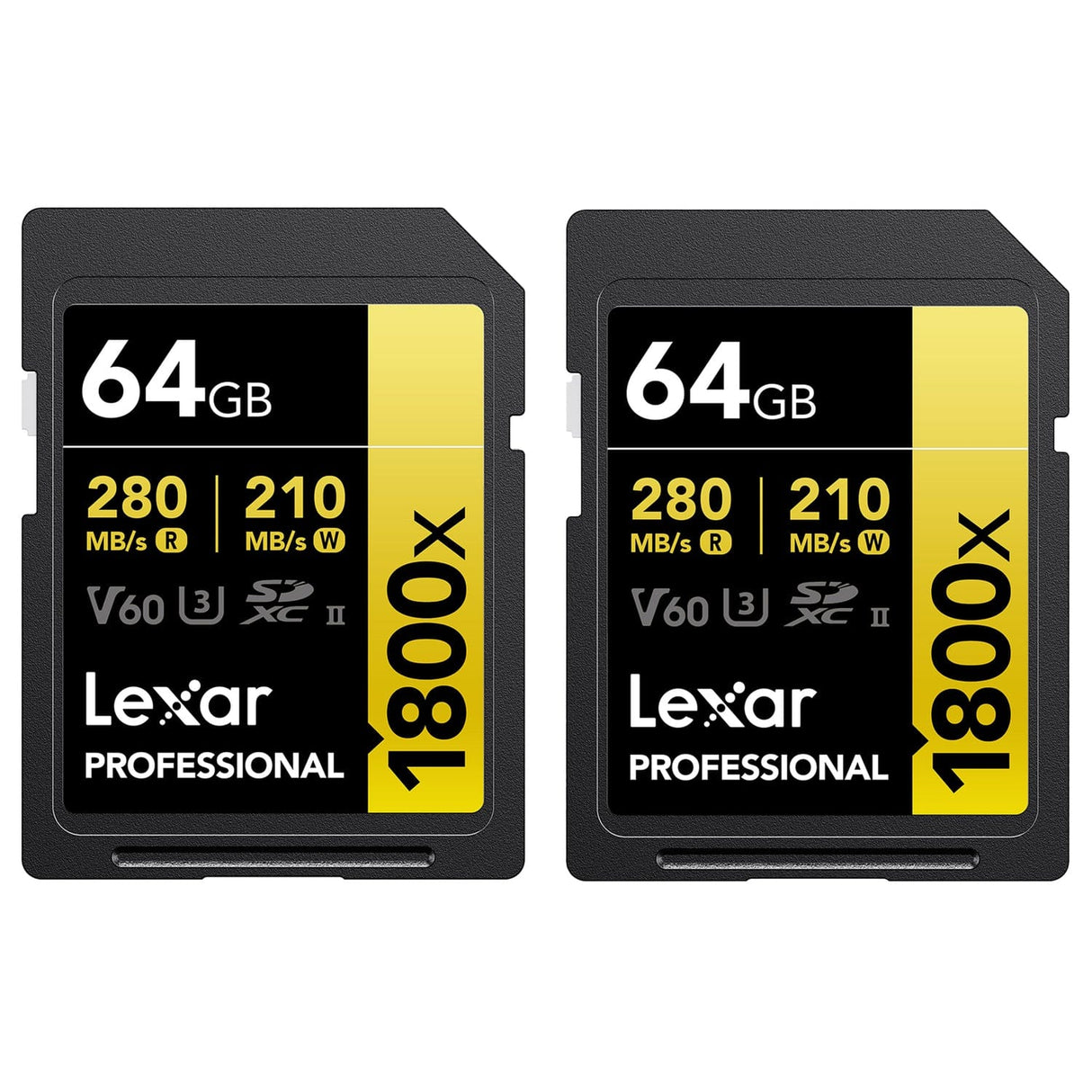 Lexar Professional GOLD Series 1800x SDXC UHS-II Card, 64 GB, 2 Pack