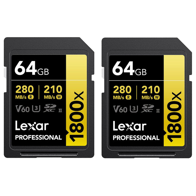 Lexar Professional GOLD Series 1800x SDXC UHS-II Card, 64 GB, 2 Pack