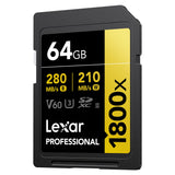 Lexar Professional GOLD Series 1800x SDXC UHS-II Memory Card, 64 GB