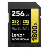 Lexar Professional GOLD Series 1800x SDXC UHS-II Memory Card, 256 GB