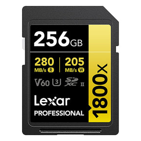 Lexar Professional GOLD Series 1800x SDXC UHS-II Memory Card, 256 GB