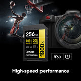 Lexar Professional GOLD Series 1800x SDXC UHS-II Memory Card, 256 GB