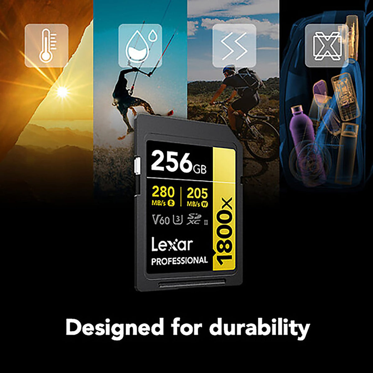 Lexar Professional GOLD Series 1800x SDXC UHS-II Memory Card, 256 GB