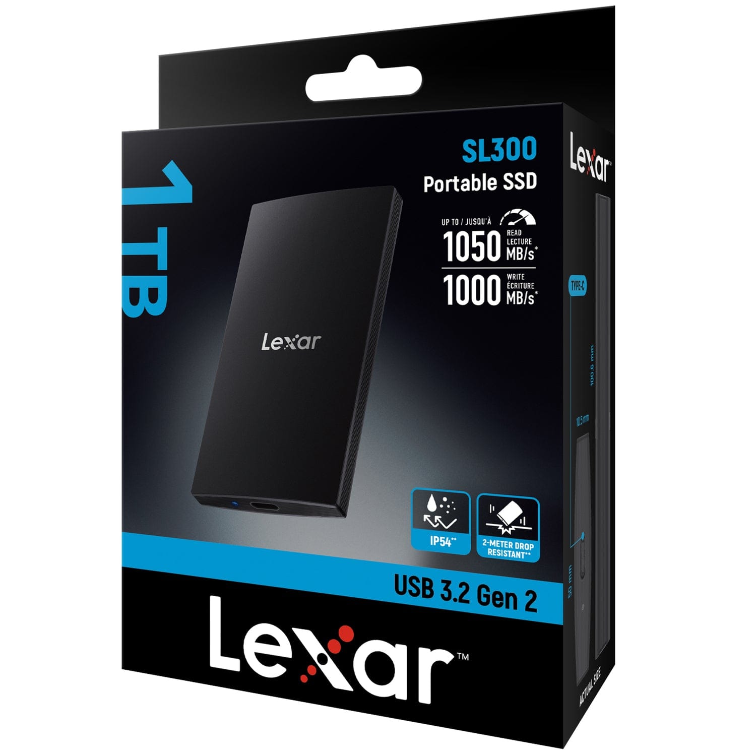 Lexar SL300 USB 3.2 Gen 2 Portable SSD, 1 TB
