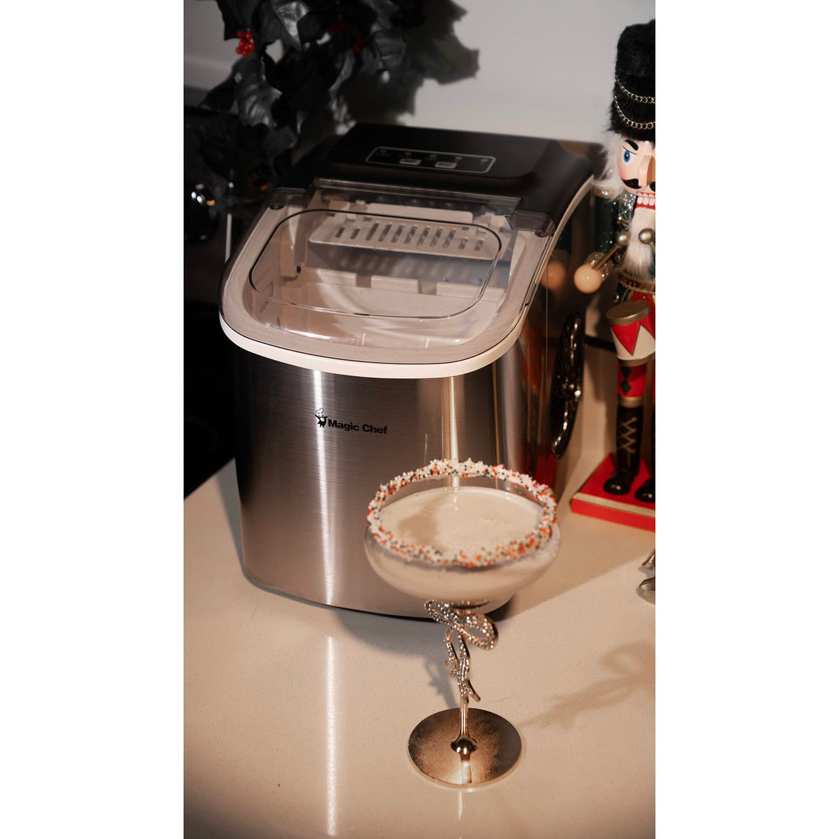 Magic Chef Portable Countertop Ice Maker, 27 Lbs. per Day, Stainless Steel