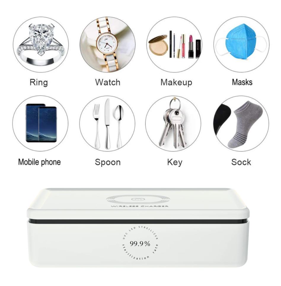 The Clean Phone MDBPROWH "Pro" Advanced UV Sanitizer and Wireless Charging System, White
