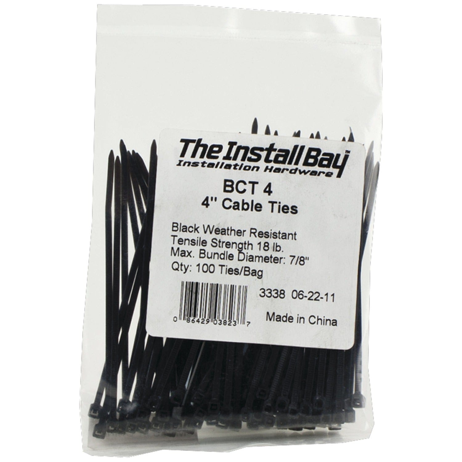 Install Bay 4-In. Thin Cable Ties, 18-Lb. Tensile Strength, BCT4, 100 Pack