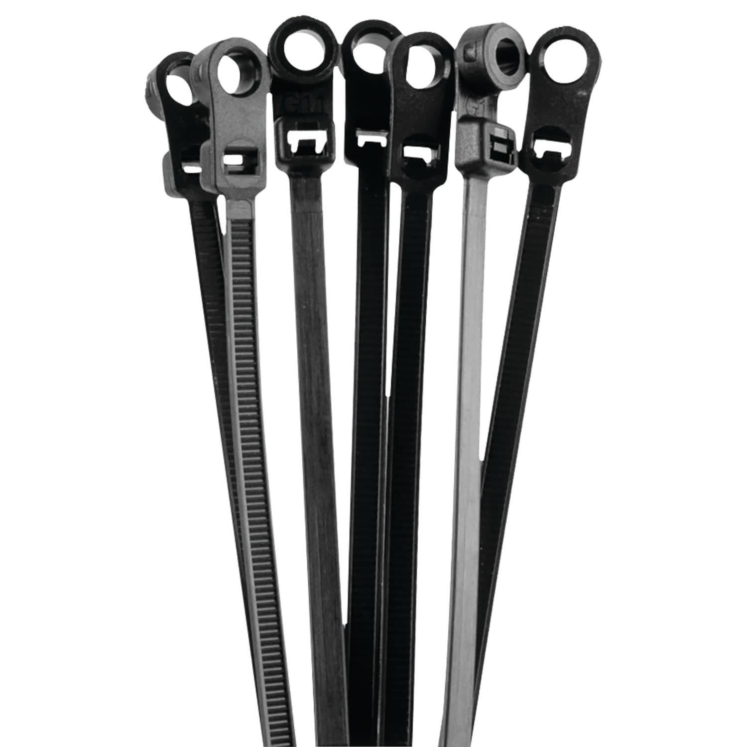 Install Bay Cable Ties with Mounting-Hole Screw-Down Head, 50-Lb. Tensile Strength, 100 Count, 11 In.