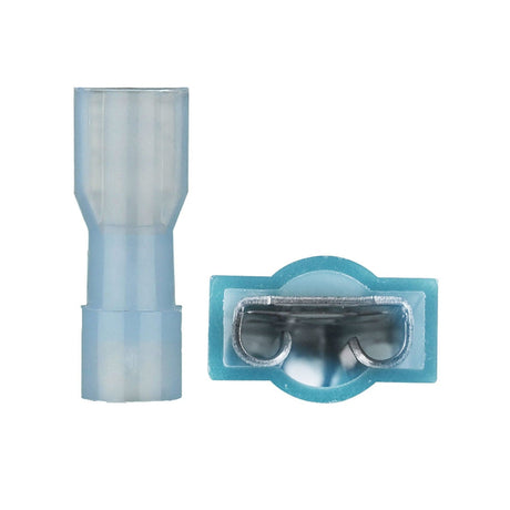 Install Bay Fully Insulated Female Quick-Disconnect Grips, 100 Count, 16–14 Gauge, Blue
