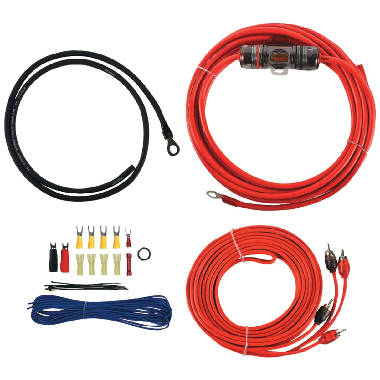 T-Spec v6 SERIES 400-Watt 8-Gauge Mini ANL Amp Installation Kit with RCA Cables