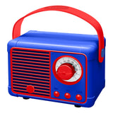 Crayola 3-Watt CBT110 Retro Portable Bluetooth Rechargeable Speaker with FM Radio, TWS, USB/microSD/Aux, up to 1.5 Hours of Play Time, Blue