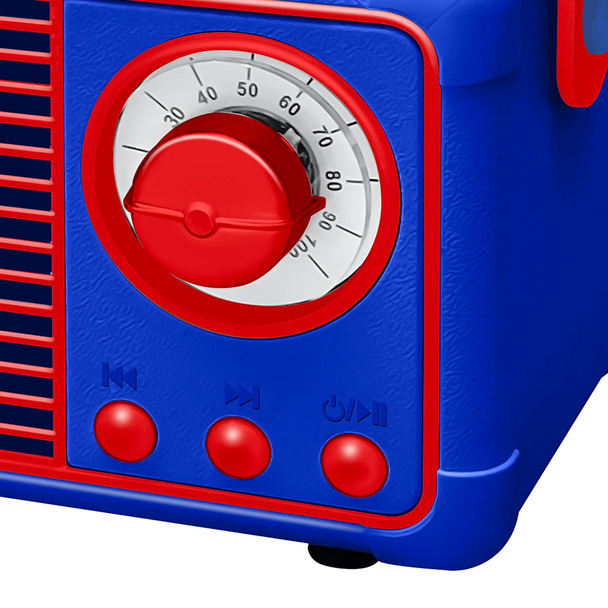 Crayola 3-Watt CBT110 Retro Portable Bluetooth Rechargeable Speaker with FM Radio, TWS, USB/microSD/Aux, up to 1.5 Hours of Play Time, Blue