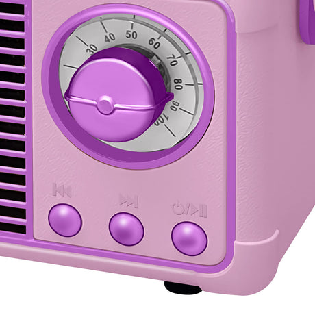 Crayola 3-Watt CBT110 Retro Portable Bluetooth Rechargeable Speaker with FM Radio, TWS, USB/microSD/Aux, up to 1.5 Hours of Play Time, Pink