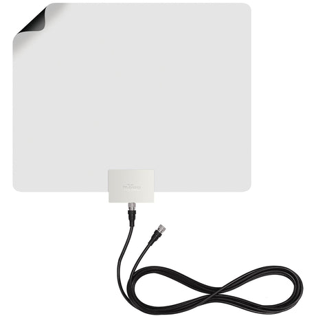 Mohu Leaf Plus Paper-Thin Indoor TV Antenna, Amplified, UHF VHF, 60-Mile Range, Multi-Directional, 4K 8K UHD, NEXTGEN TV, 12-Ft. Cable