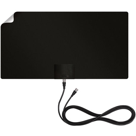 Mohu Leaf Supreme PRO Paper-Thin Indoor TV Antenna, Amplified, UHF VHF, 65-Mile Range, Multi-Directional, 12-Ft. Cable, Signal Indicator