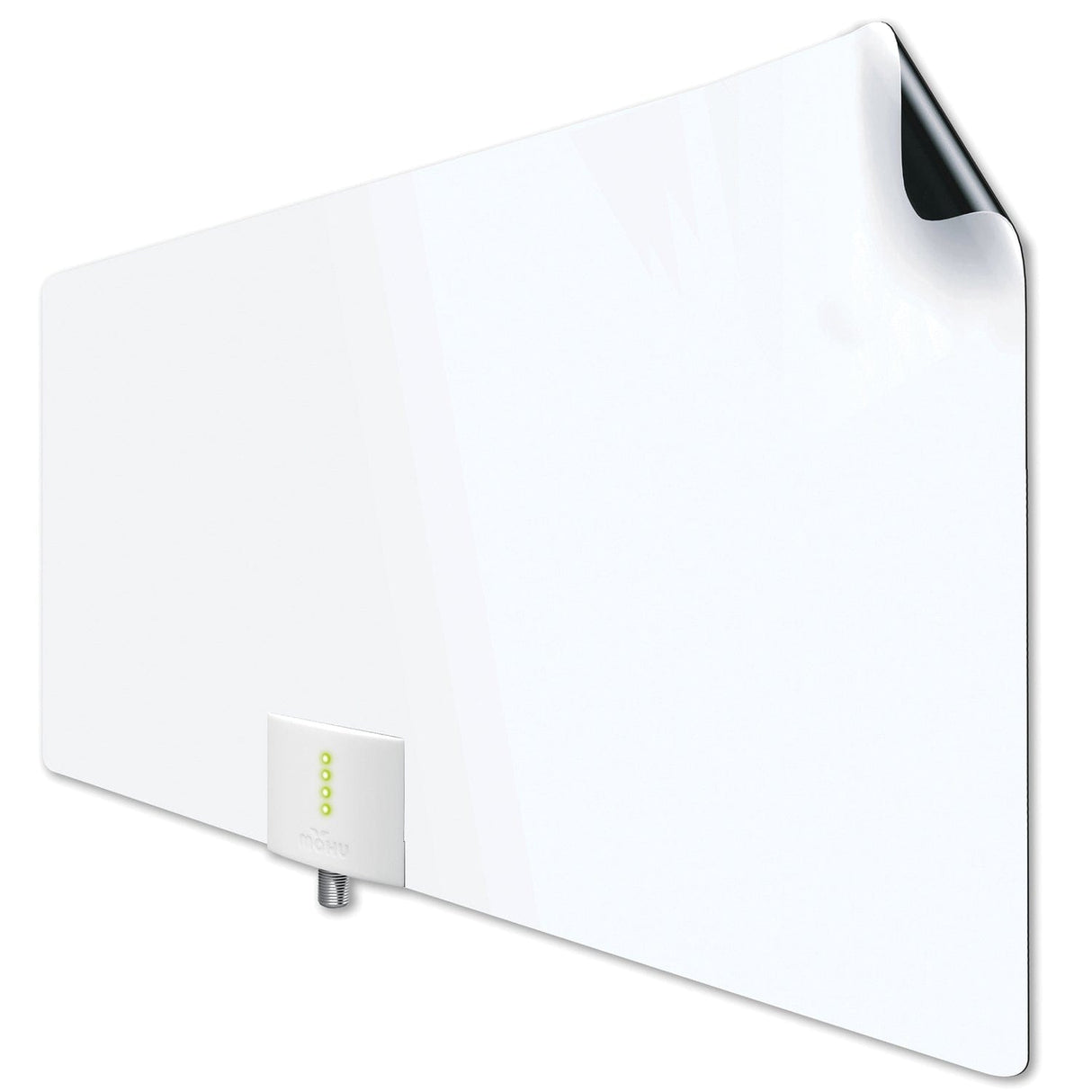 Mohu Leaf Supreme PRO Paper-Thin Indoor TV Antenna, Amplified, UHF VHF, 65-Mile Range, Multi-Directional, 12-Ft. Cable, Signal Indicator