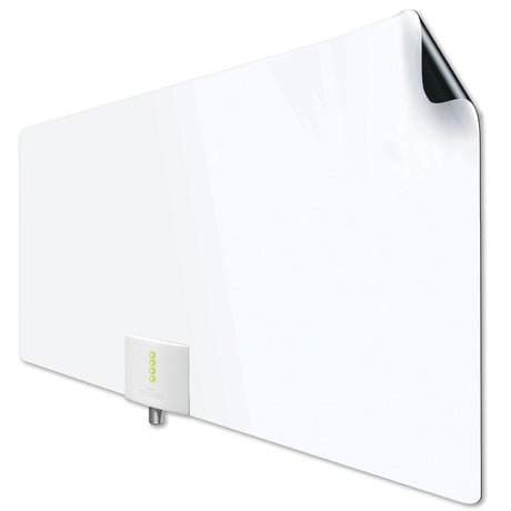 Mohu Leaf Supreme PRO Paper-Thin Indoor TV Antenna, Amplified, UHF VHF, 65-Mile Range, Multi-Directional, 12-Ft. Cable, Signal Indicator