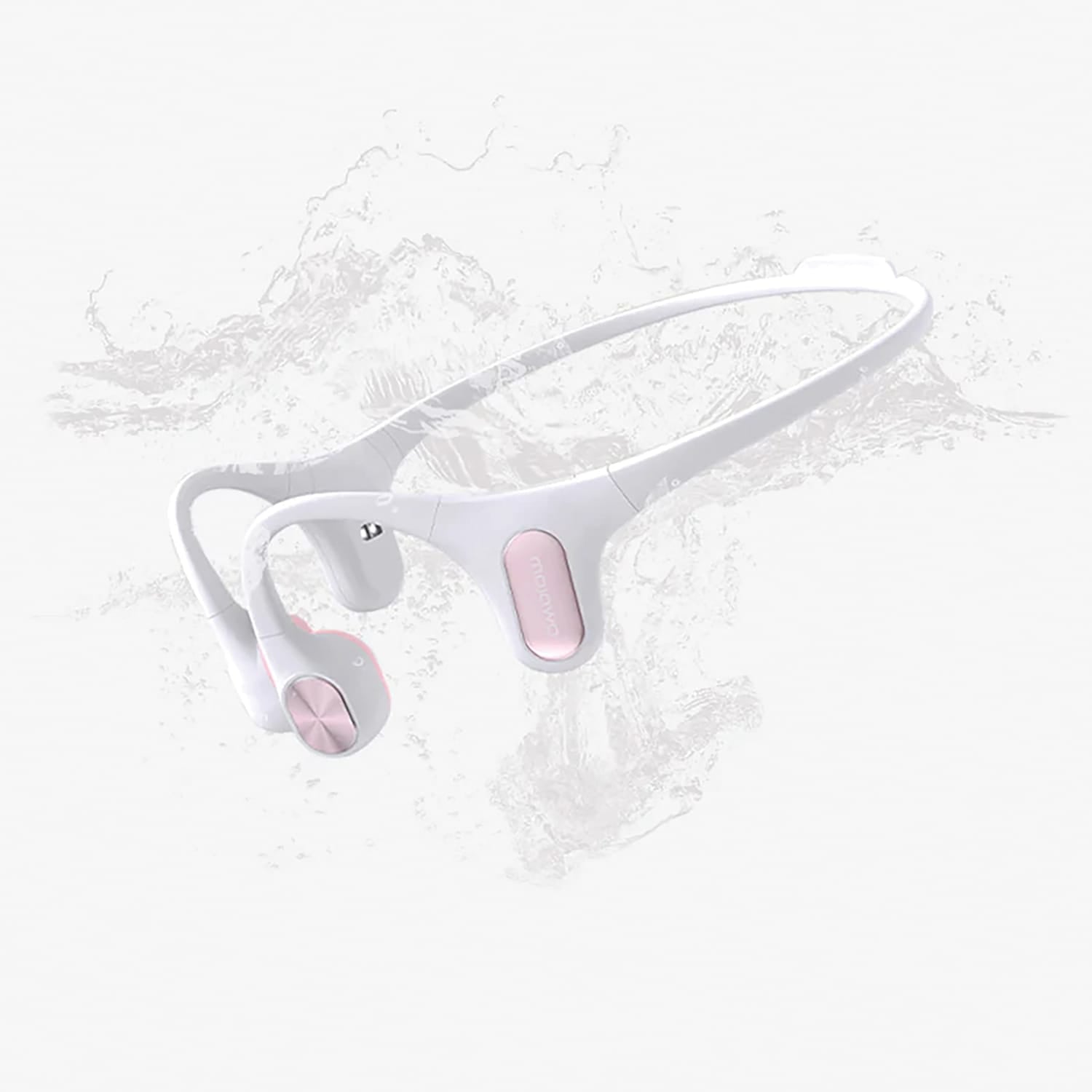 Mojawa Run Air/Mojo 2 Bluetooth Bone-Conduction Waterproof Open-Ear Headphones with Microphone for Running, Cycling, and Workouts, White