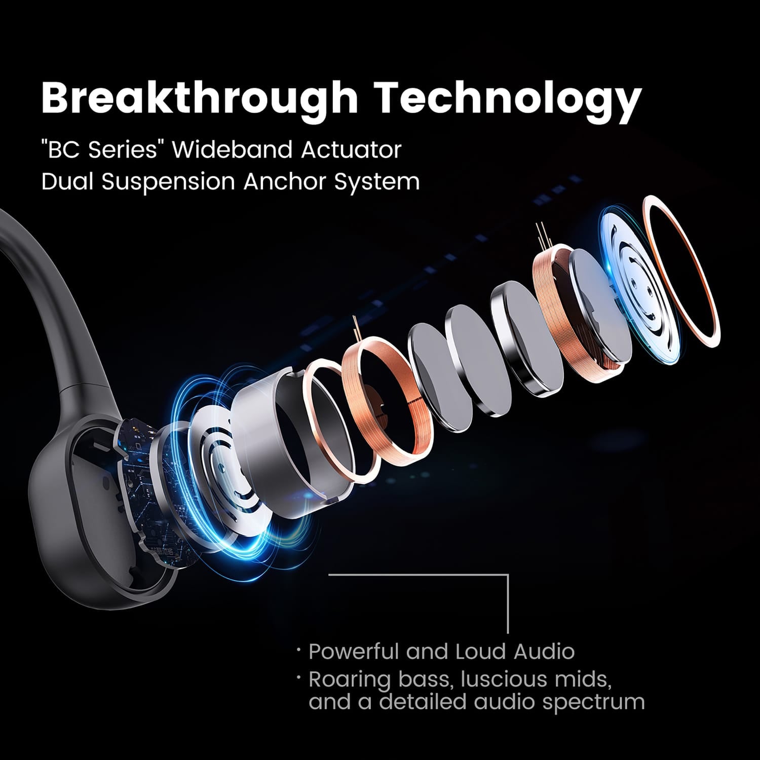 Mojawa Run Plus Bluetooth Bone-Conduction Waterproof Open-Ear Headphones with Microphone for Outdoor Sports, Pink