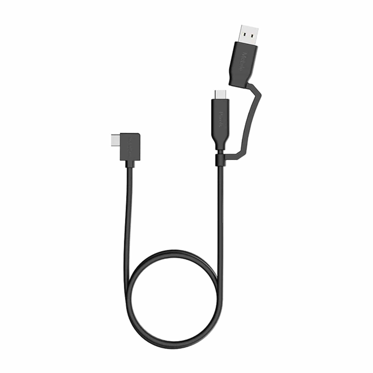 Mobile Pixels 3-Ft. USB-C to USB-C Cable with Type-A Adapter, Black