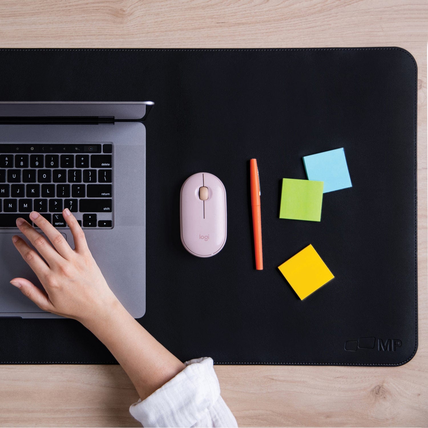 Mobile Pixels 31.5-In. x 15.75-In. PU Leather Desk Mat, Black