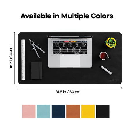 Mobile Pixels 31.5-In. x 15.75-In. PU Leather Desk Mat, Black