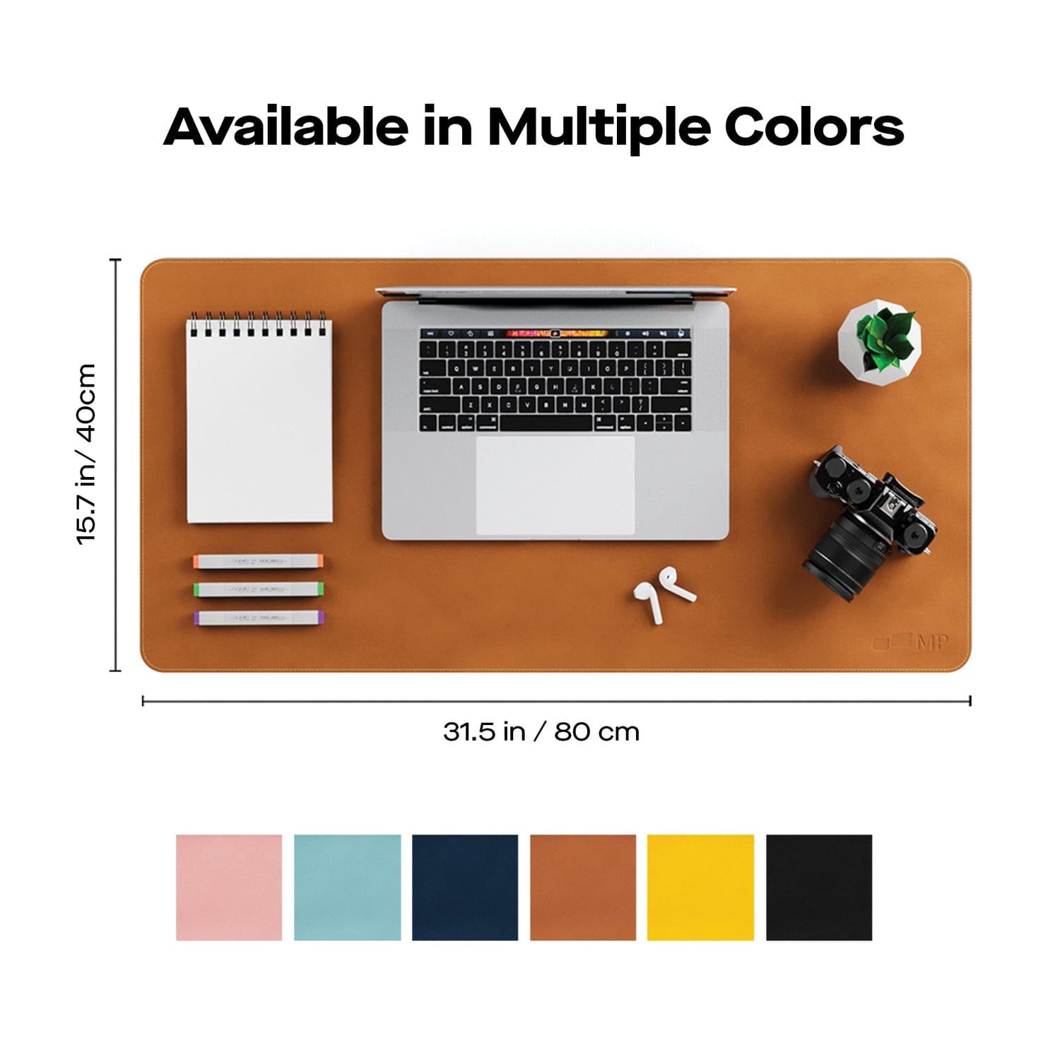 Mobile Pixels 31.5-In. x 15.75-In. PU Leather Desk Mat, Oak Brown