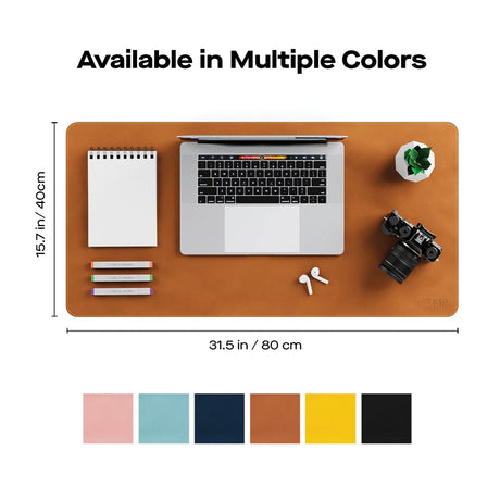 Mobile Pixels 31.5-In. x 15.75-In. PU Leather Desk Mat, Oak Brown