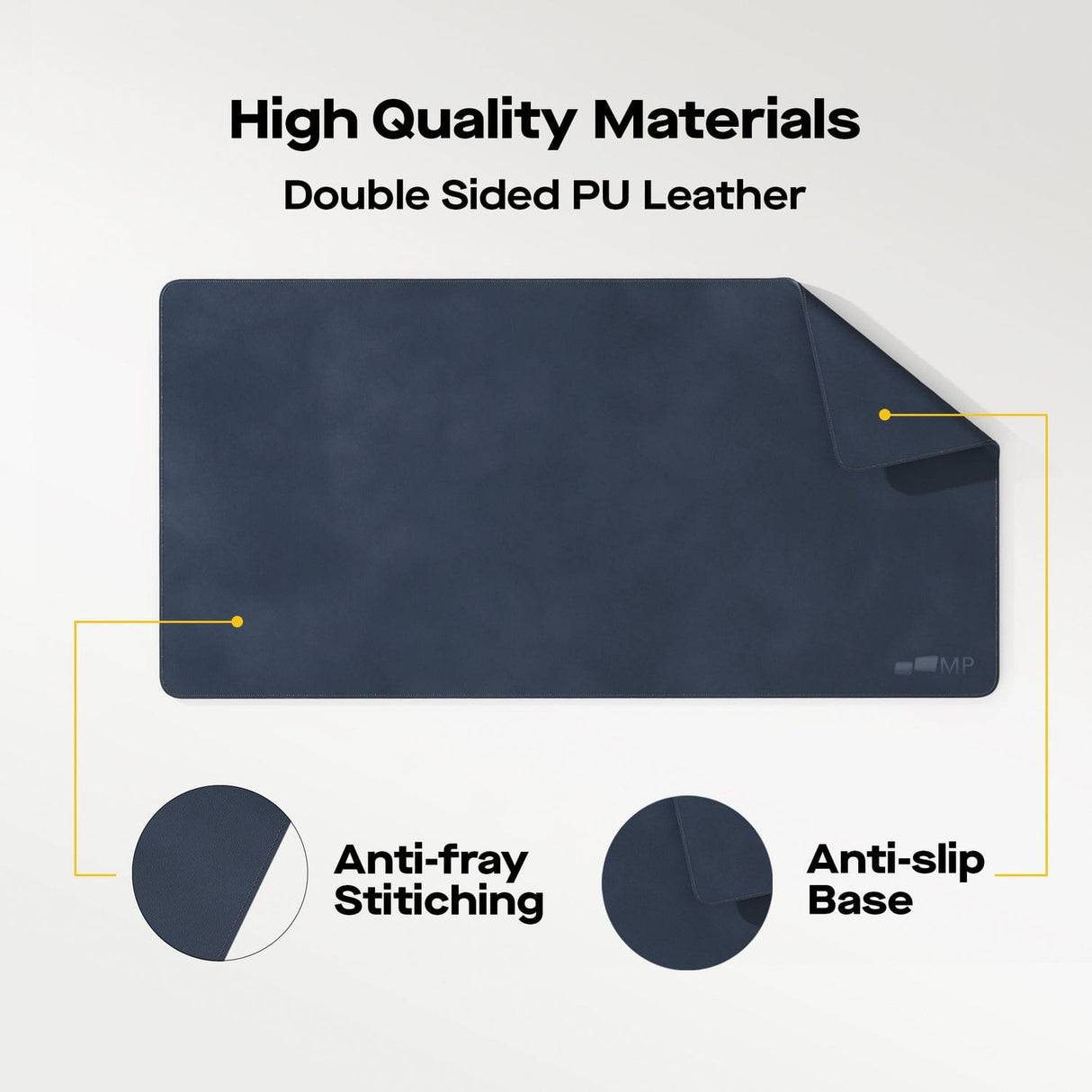 Mobile Pixels 31.5-In. x 15.75-In. PU Leather Desk Mat, Set Sail Blue