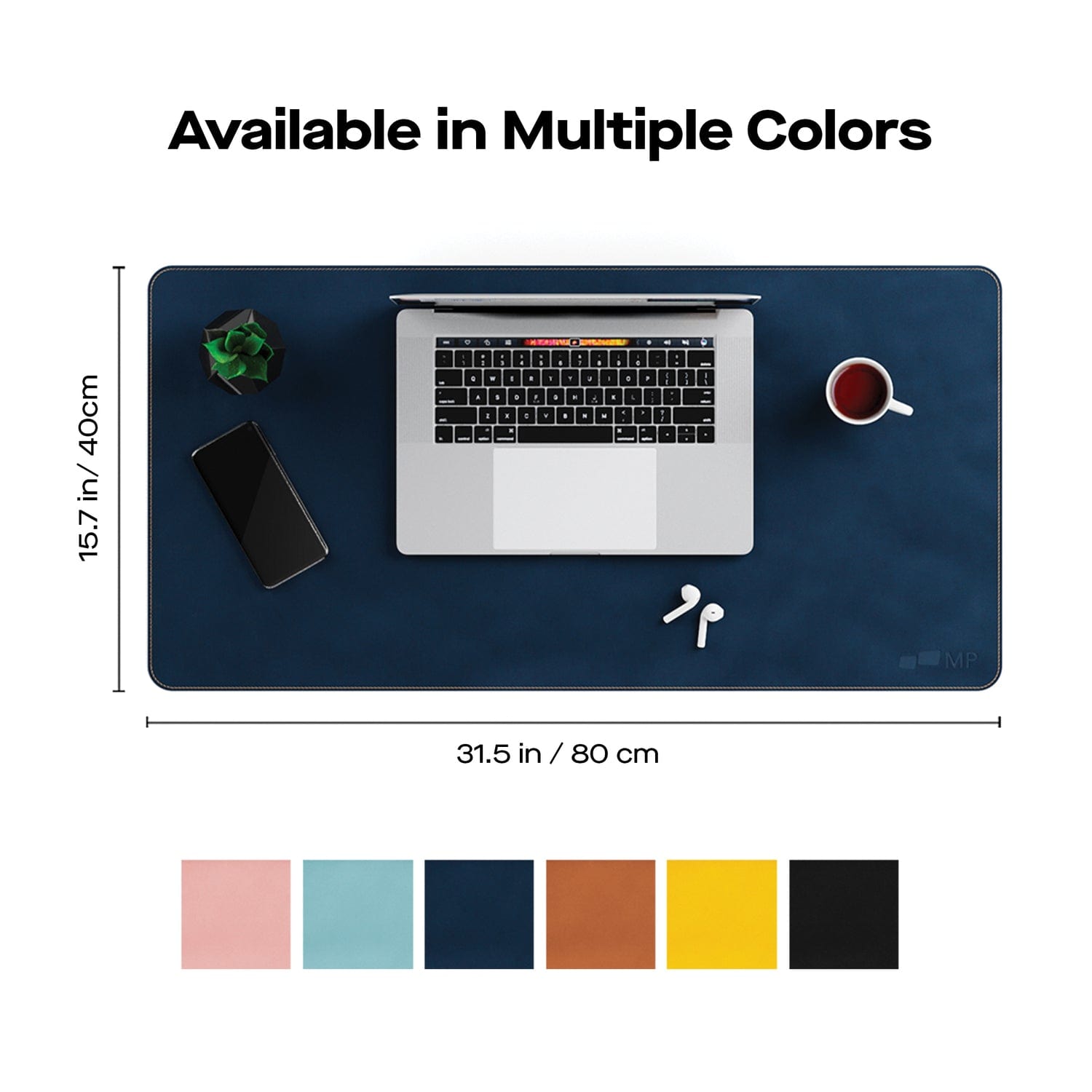 Mobile Pixels 31.5-In. x 15.75-In. PU Leather Desk Mat, Set Sail Blue