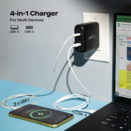 Mobile Pixels 100-Watt USB-C and USB-A Wall Charger, Black
