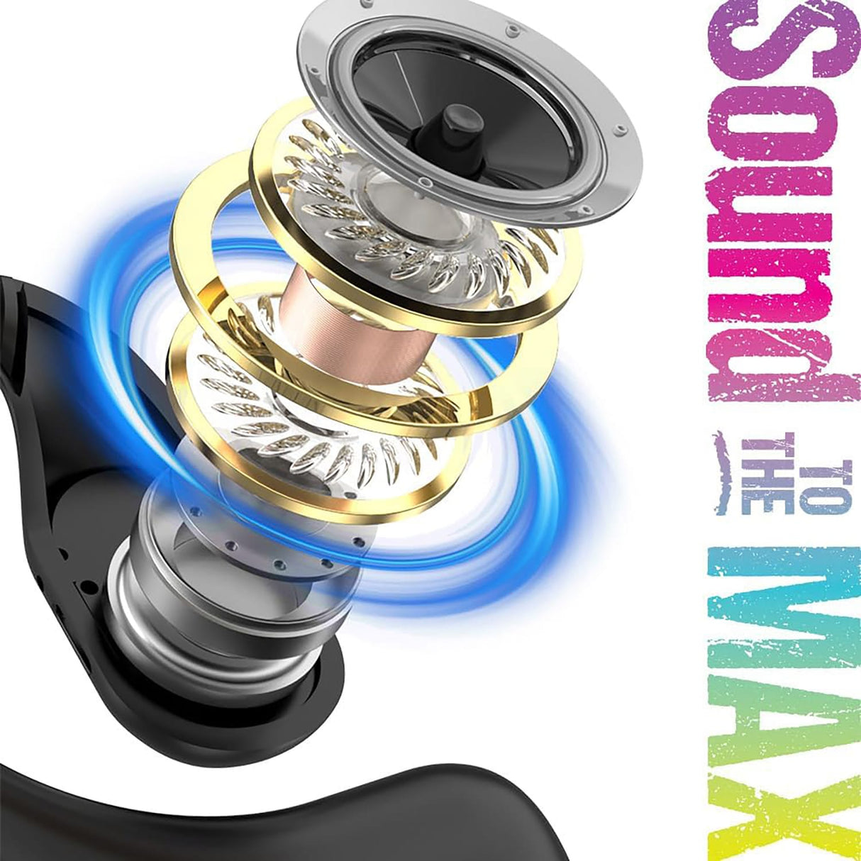 Maxell OHS Pro Bluetooth Open-Ear Earhooks with Mics and Light-up Charging Case, Secure and Comfortable Fit, up to 18 Hours of Play Time