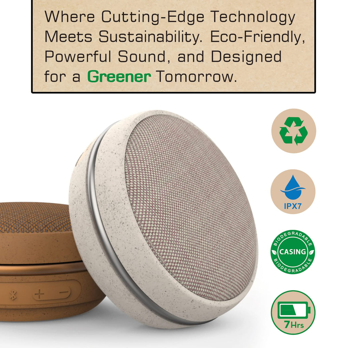 Maxell 3-Watt ECO Portable Bluetooth Rechargeable Speaker with Natural Wood Casing, Aux In, IPX7 Waterproof, up to 7 Hours of Play Time, Light Wood