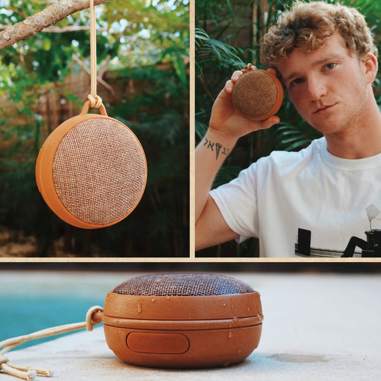 Maxell 3-Watt ECO Portable Bluetooth Rechargeable Speaker with Natural Wood Casing, Aux In, IPX7 Waterproof, up to 7 Hours of Play Time, Dark Wood