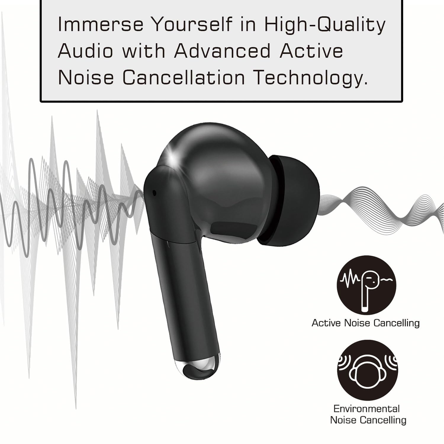 Maxell Bass 13 TWS Bluetooth In-Ear Earbuds with Mics and Charging Case, ANC, ENC, Digital Battery Life Display on Case, up to 20 Hours of Play Time