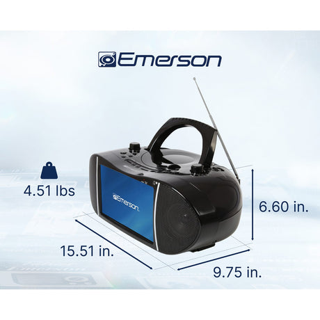 Emerson Combo 9-In. TV and Bluetooth DVD/CD/USB/AM FM Radio Boom Box, HDMI Input and Remote, EDL-2901