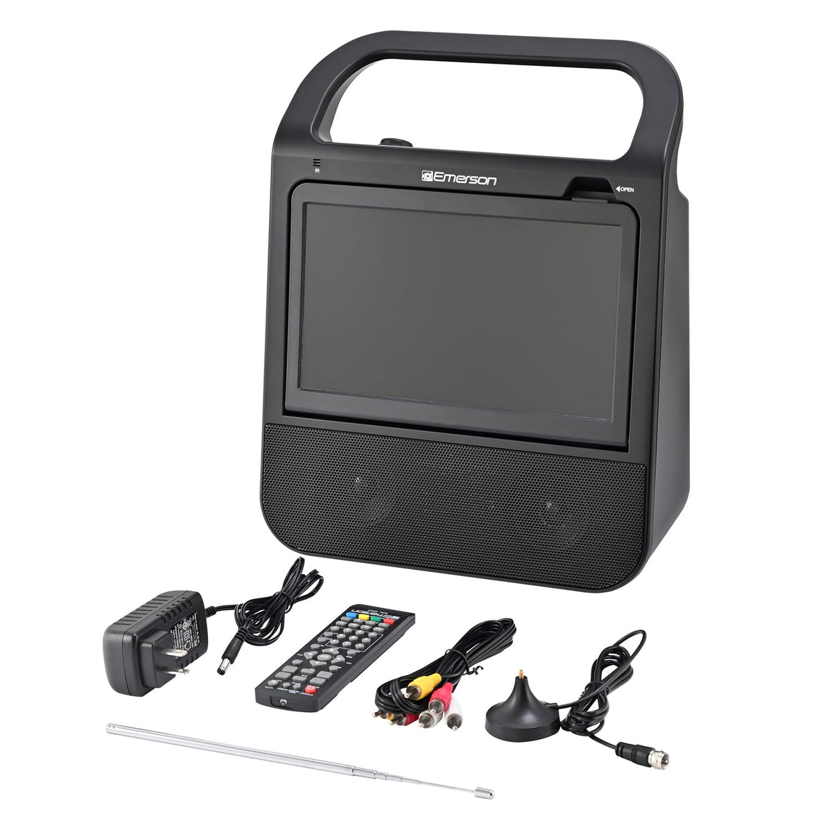 Emerson Combo 10-In. Portable TV and Bluetooth In/Out DVD/CD/USB/FM Radio Boom Box System, HDMI Input, Mic Input, and Remote, EDL-3000