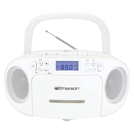 Emerson CD/Cassette/Radio Boom Box, EPB-3003, White