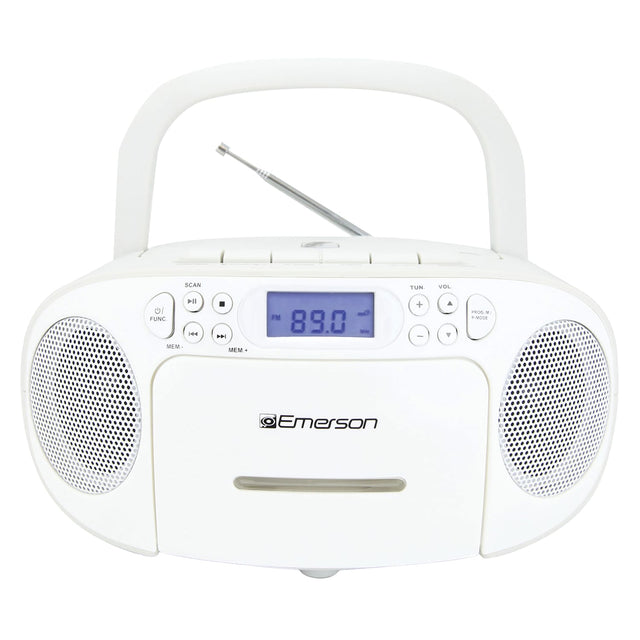 Emerson CD/Cassette/Radio Boom Box, EPB-3003, White