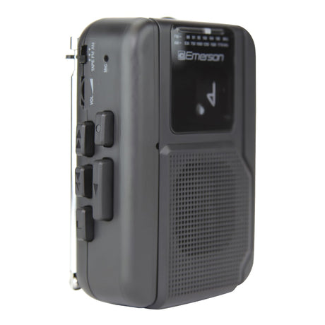 Emerson Portable Cassette Player with AM/FM Radio, Earbuds, and Bluetooth Out, Gray, EPC-1001
