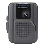 Emerson Portable Cassette Player with AM/FM Radio, Earbuds, and Bluetooth Out, Gray, EPC-1001