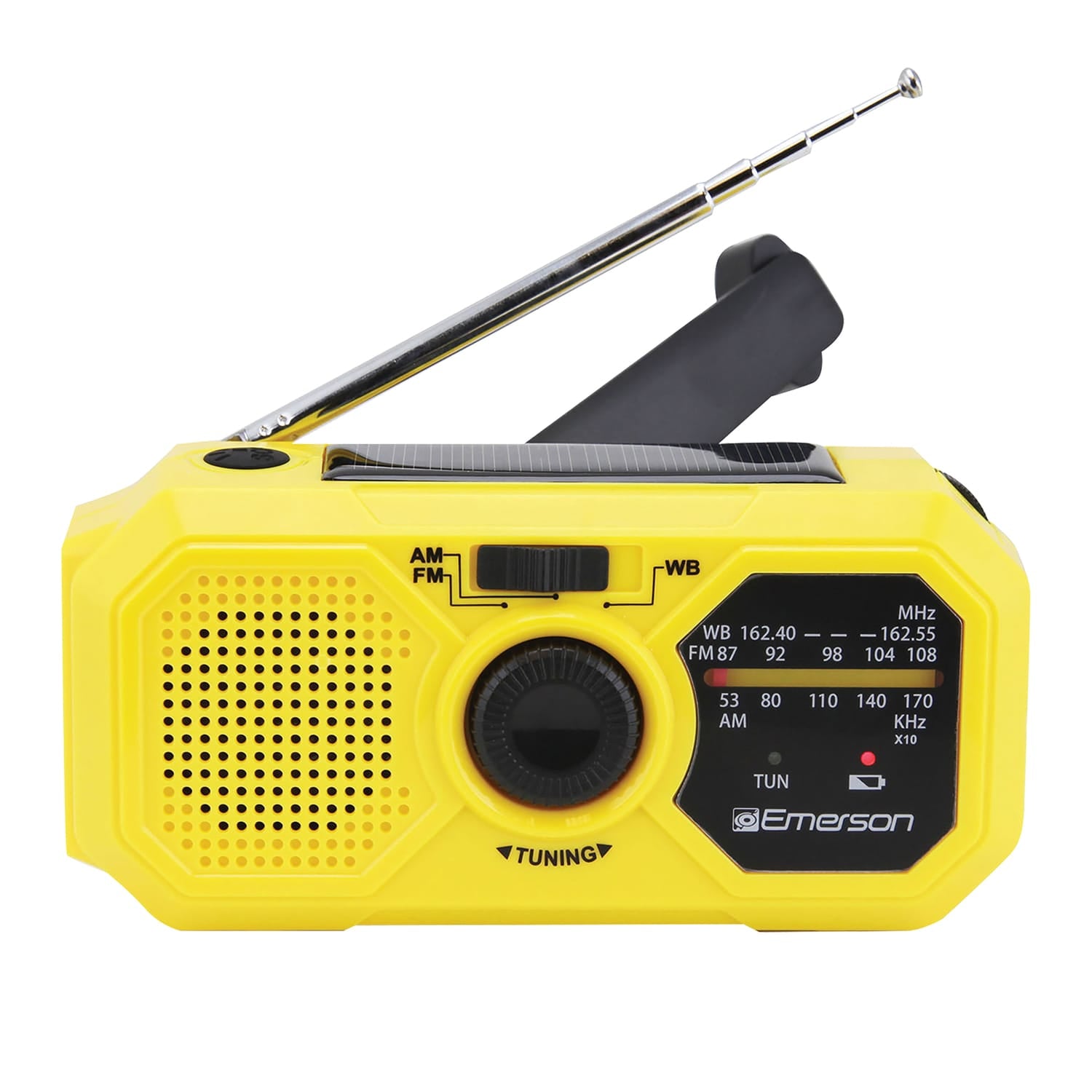 Emerson Emergency AM/FM Portable Weather Radio and Power Bank, Yellow, ER-7050
