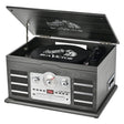 RCA Victor 10-Watt Roxbury 3-Speed Belt-Drive Manual 8-in-1 Turntable Music Center, Bluetooth, CD/Cassette/AM FM/USB/Aux, AudioStream, Graphite