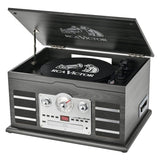 RCA Victor 10-Watt Roxbury 3-Speed Belt-Drive Manual 8-in-1 Turntable Music Center, Bluetooth, CD/Cassette/AM FM/USB/Aux, AudioStream, Graphite