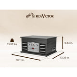 RCA Victor 10-Watt Roxbury 3-Speed Belt-Drive Manual 8-in-1 Turntable Music Center, Bluetooth, CD/Cassette/AM FM/USB/Aux, AudioStream, Graphite