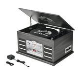 RCA Victor 10-Watt Roxbury 3-Speed Belt-Drive Manual 8-in-1 Turntable Music Center, Bluetooth, CD/Cassette/AM FM/USB/Aux, AudioStream, Graphite